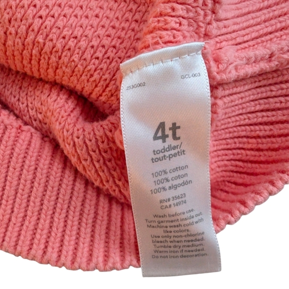 Carter's Girls Pink Cardigan Knitted Sweater with Long Sleeves Cotton  Size 4T - Picture 5 of 6